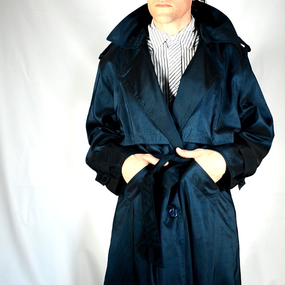 Blade Runner Black and Blue Oil Slick Trench Coat